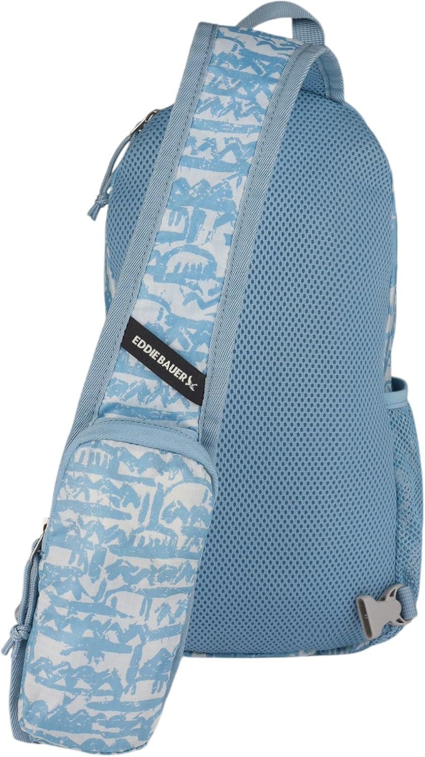 imageEddie Bauer Stowaway Packable Sling Bag  Foldable  Travel  Outdoor  Lightweight  Compact  Everyday Carry  Ripstop Nylon  10L  Black CherryBlue Fog