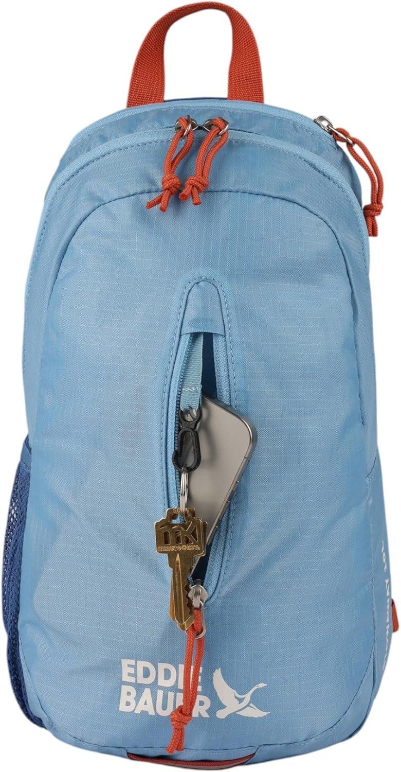 imageEddie Bauer Stowaway Packable Sling Bag  Foldable  Travel  Outdoor  Lightweight  Compact  Everyday Carry  Ripstop Nylon  10L  Black CherryCoast Blue