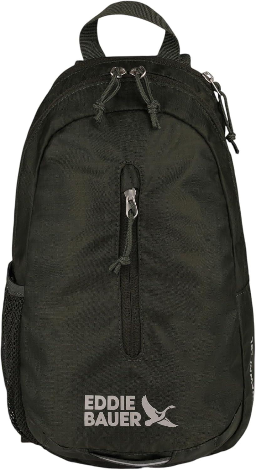 imageEddie Bauer Stowaway Packable Sling Bag  Foldable  Travel  Outdoor  Lightweight  Compact  Everyday Carry  Ripstop Nylon  10L  Black CherryDark Forest