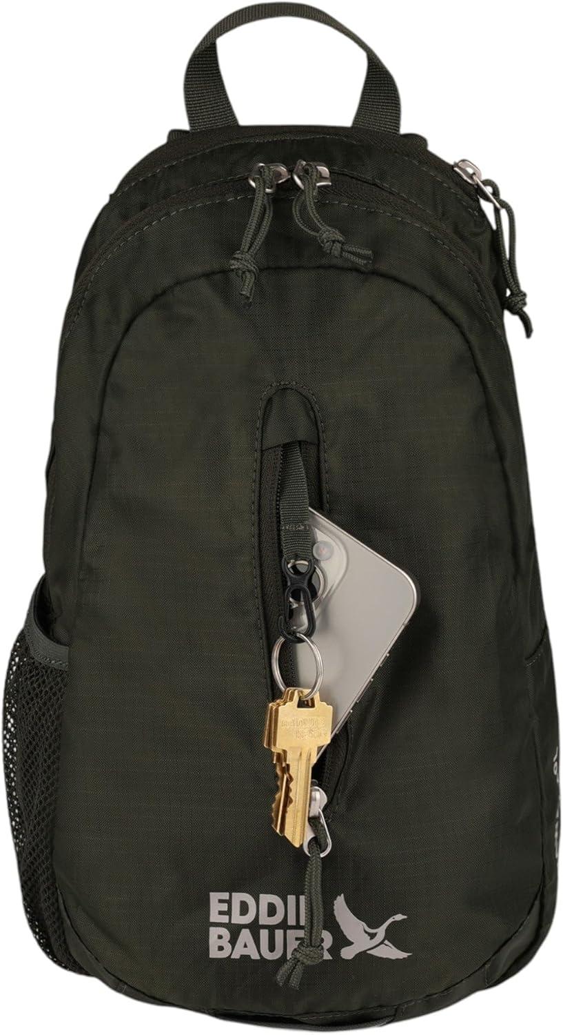 imageEddie Bauer Stowaway Packable Sling Bag  Foldable  Travel  Outdoor  Lightweight  Compact  Everyday Carry  Ripstop Nylon  10L  Black CherryDark Forest