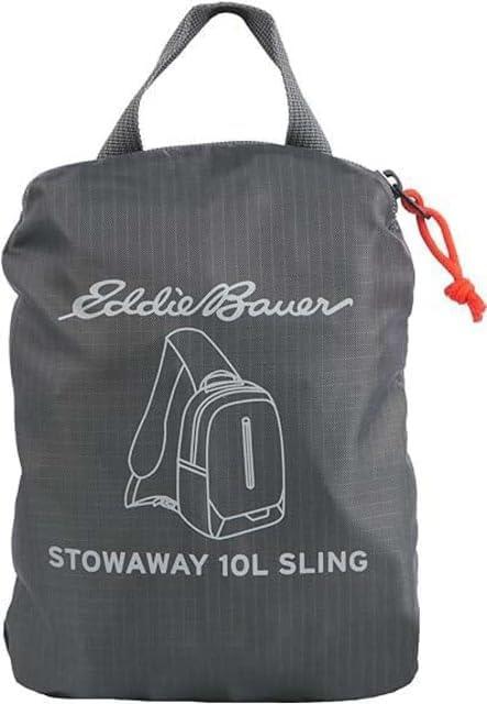 imageEddie Bauer Stowaway Packable Sling Bag  Foldable  Travel  Outdoor  Lightweight  Compact  Everyday Carry  Ripstop Nylon  10L  Black CherryDark Smoke