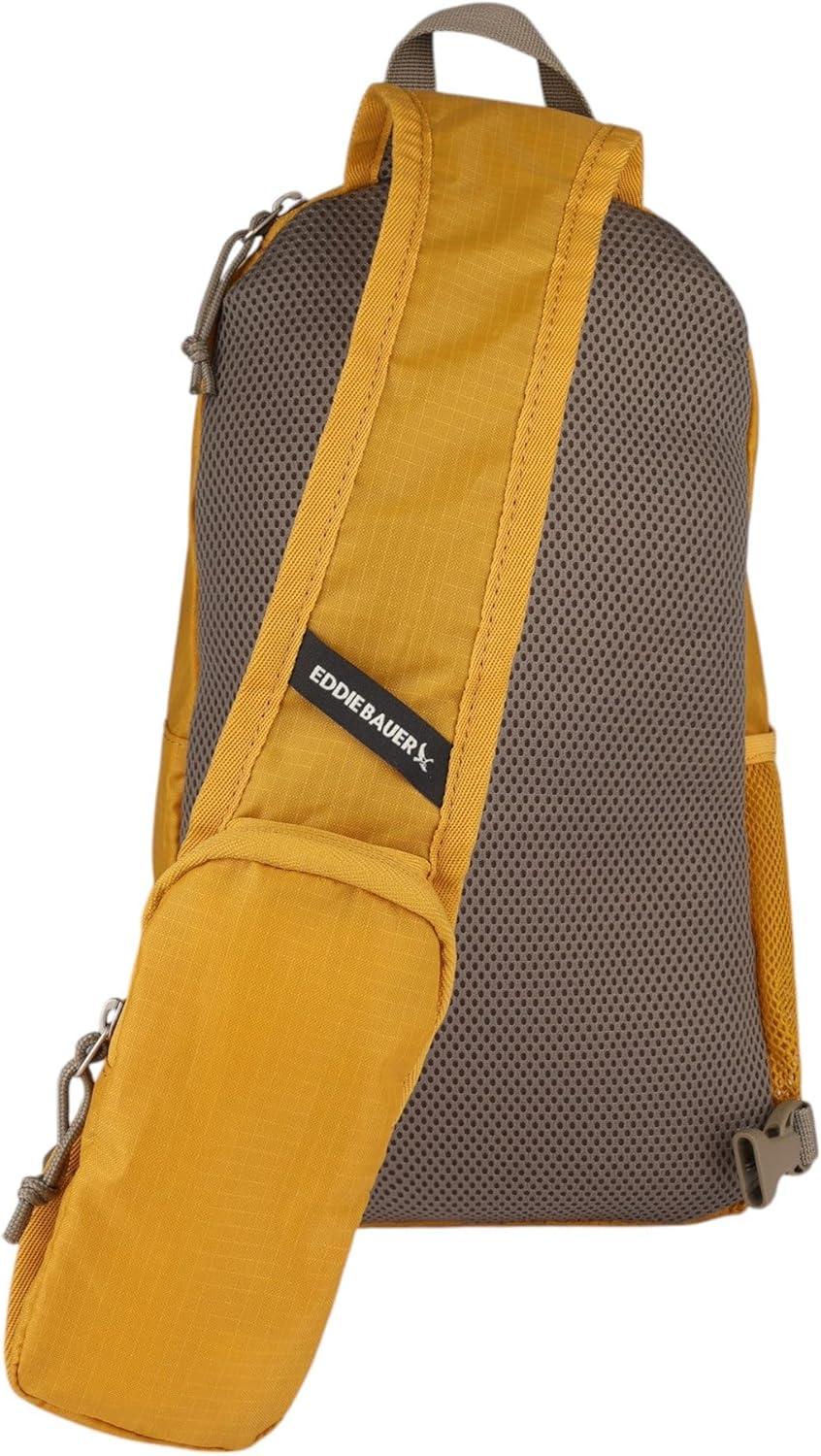 imageEddie Bauer Stowaway Packable Sling Bag  Foldable  Travel  Outdoor  Lightweight  Compact  Everyday Carry  Ripstop Nylon  10L  Black CherryField Gold
