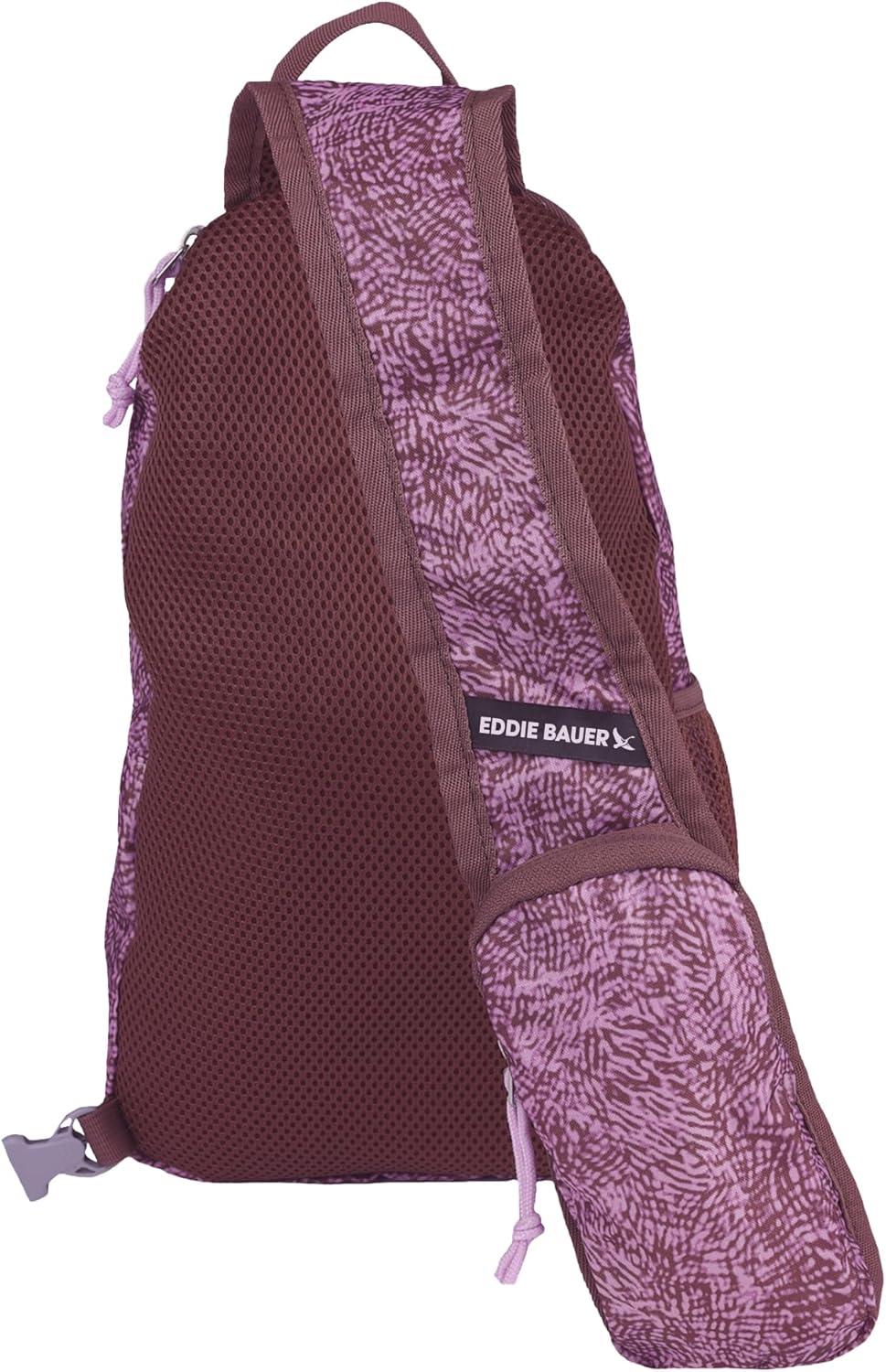 imageEddie Bauer Stowaway Packable Sling Bag  Foldable  Travel  Outdoor  Lightweight  Compact  Everyday Carry  Ripstop Nylon  10L  Black CherryLilac