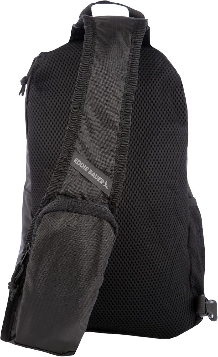 imageEddie Bauer Stowaway Packable Sling Bag  Foldable  Travel  Outdoor  Lightweight  Compact  Everyday Carry  Ripstop Nylon  10L  Black CherryOynx Black