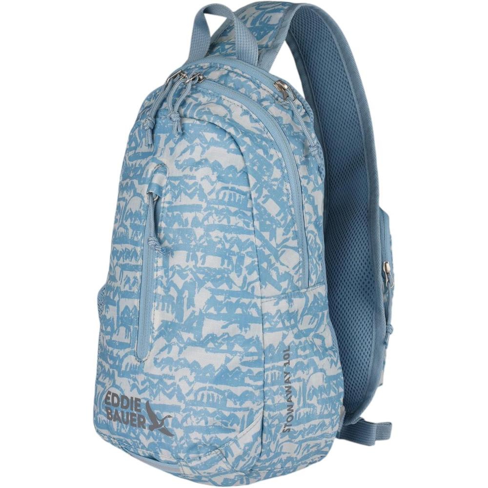 imageEddie Bauer Stowaway Packable Sling Bag  Foldable  Travel  Outdoor  Lightweight  Compact  Everyday Carry  Ripstop Nylon  10L  Black CherryBlue Fog