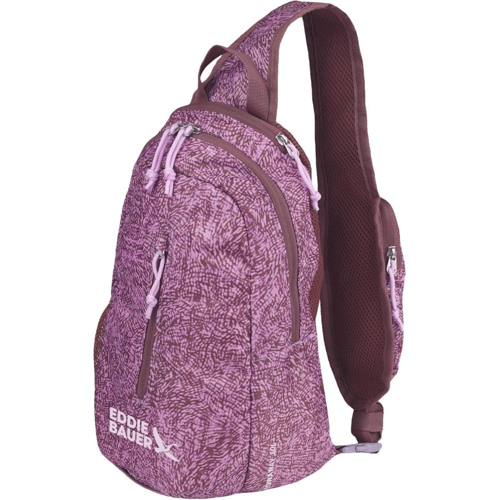 imageEddie Bauer Stowaway Packable Sling Bag  Foldable  Travel  Outdoor  Lightweight  Compact  Everyday Carry  Ripstop Nylon  10L  Black CherryLilac