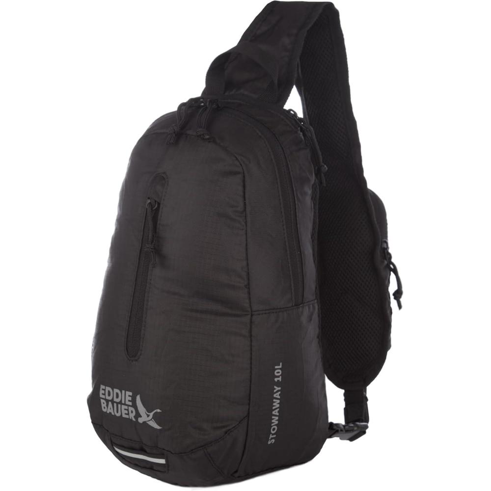 imageEddie Bauer Stowaway Packable Sling Bag  Foldable  Travel  Outdoor  Lightweight  Compact  Everyday Carry  Ripstop Nylon  10L  Black CherryOynx Black