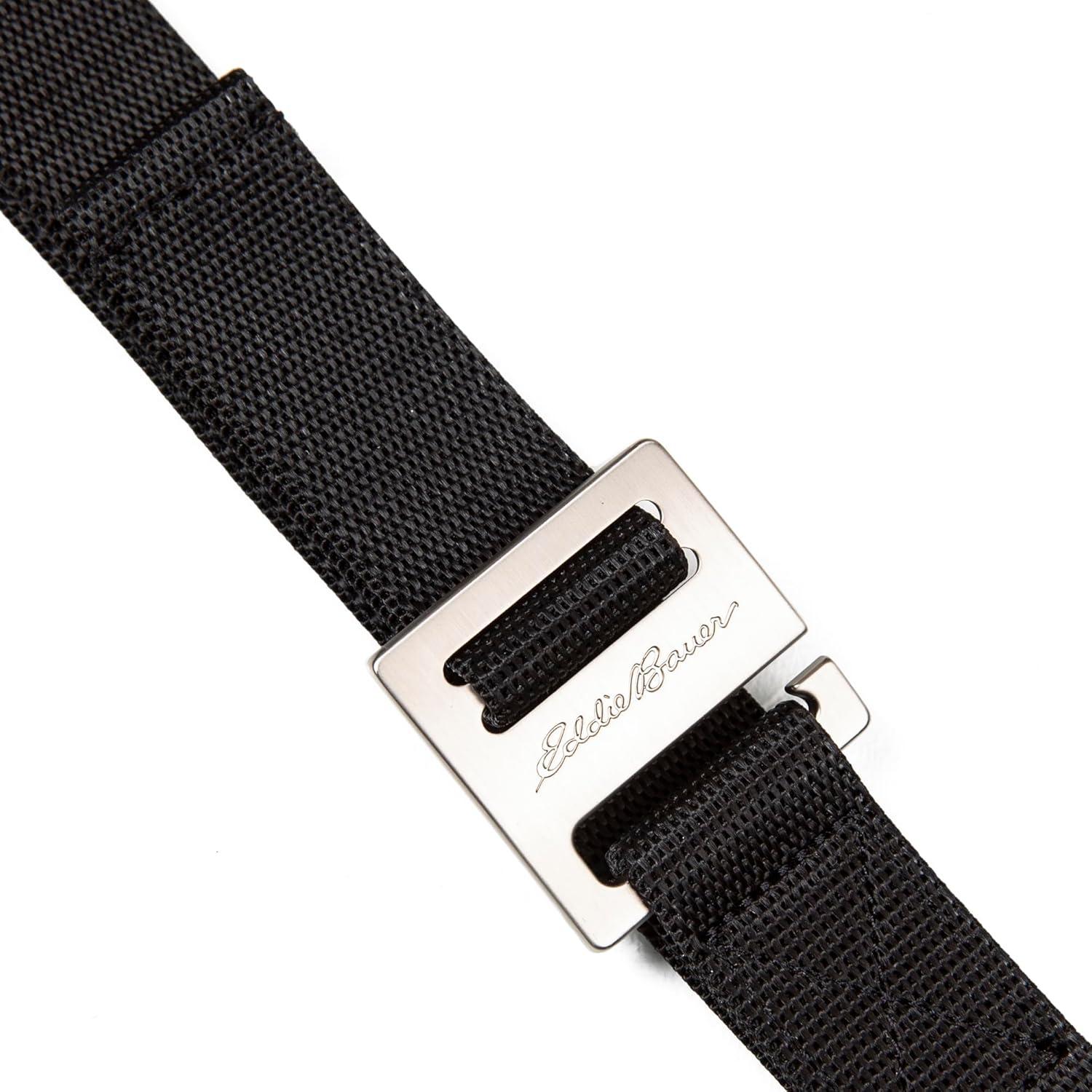 imageEddie Bauer Mens Backcountry Belt  Webbing  Adjustable  Metal Buckle  Active  Outdoor  Casual  HikingMetal Glide  Black