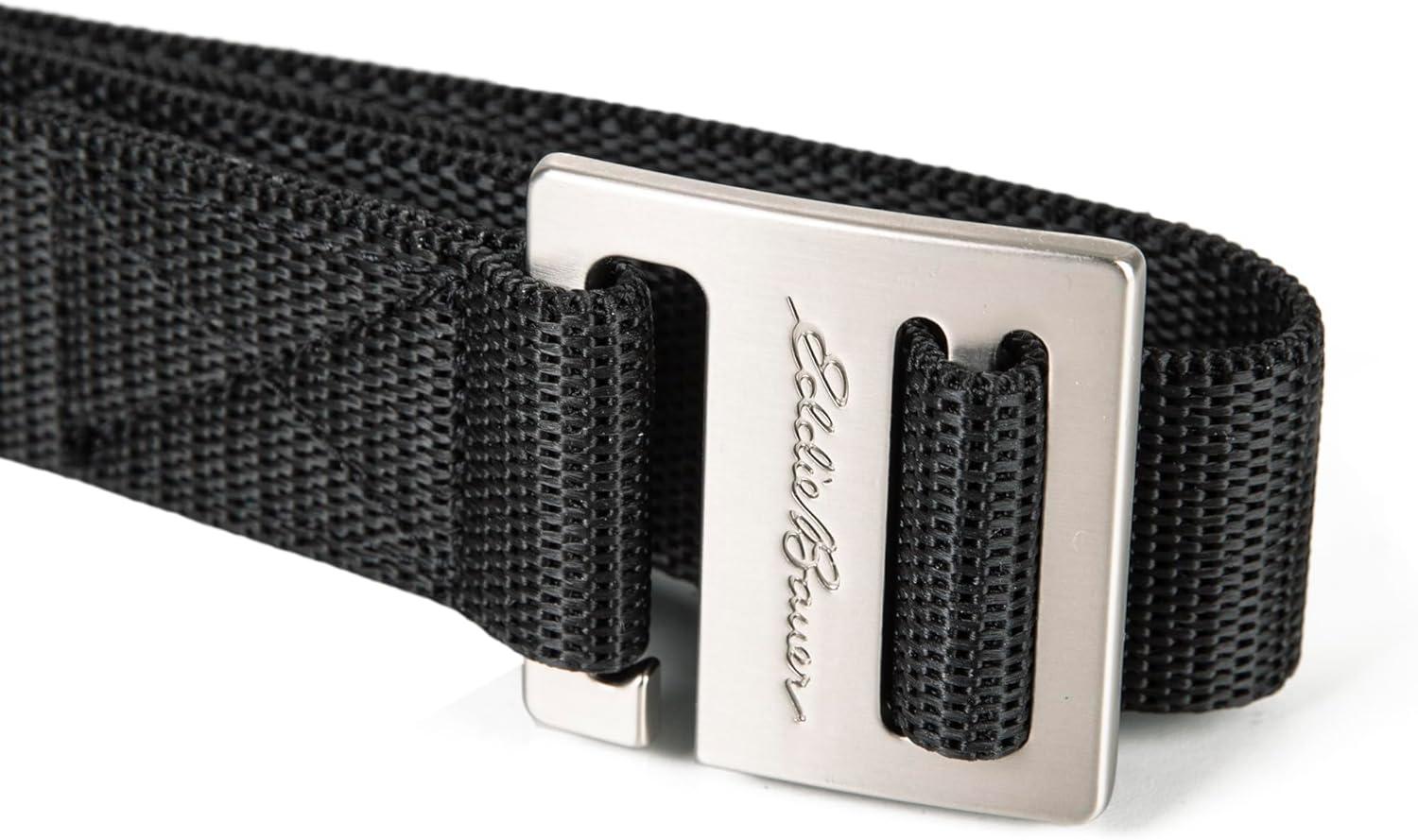 imageEddie Bauer Mens Backcountry Belt  Webbing  Adjustable  Metal Buckle  Active  Outdoor  Casual  HikingMetal Glide  Black