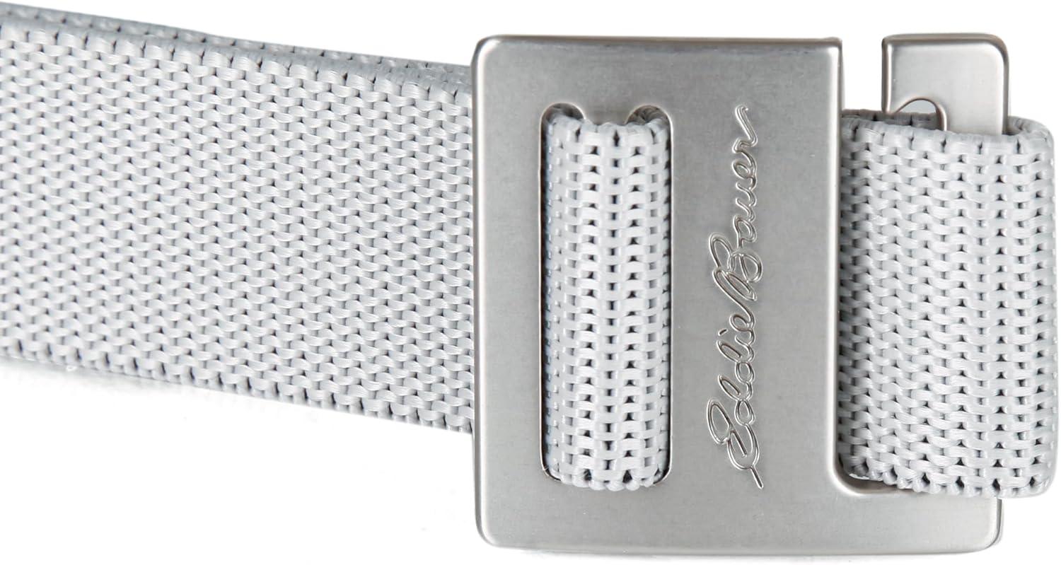 imageEddie Bauer Mens Backcountry Belt  Webbing  Adjustable  Metal Buckle  Active  Outdoor  Casual  HikingMetal Glide  Grey