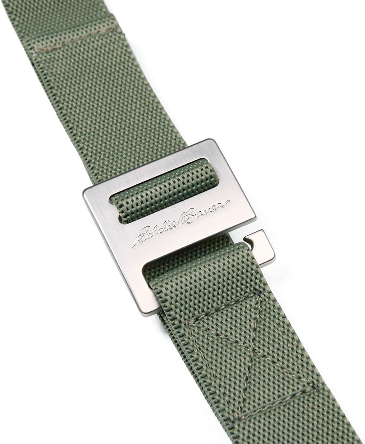 imageEddie Bauer Mens Backcountry Belt  Webbing  Adjustable  Metal Buckle  Active  Outdoor  Casual  HikingMetal Glide  Olive