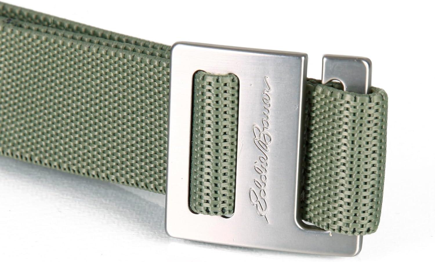 imageEddie Bauer Mens Backcountry Belt  Webbing  Adjustable  Metal Buckle  Active  Outdoor  Casual  HikingMetal Glide  Olive