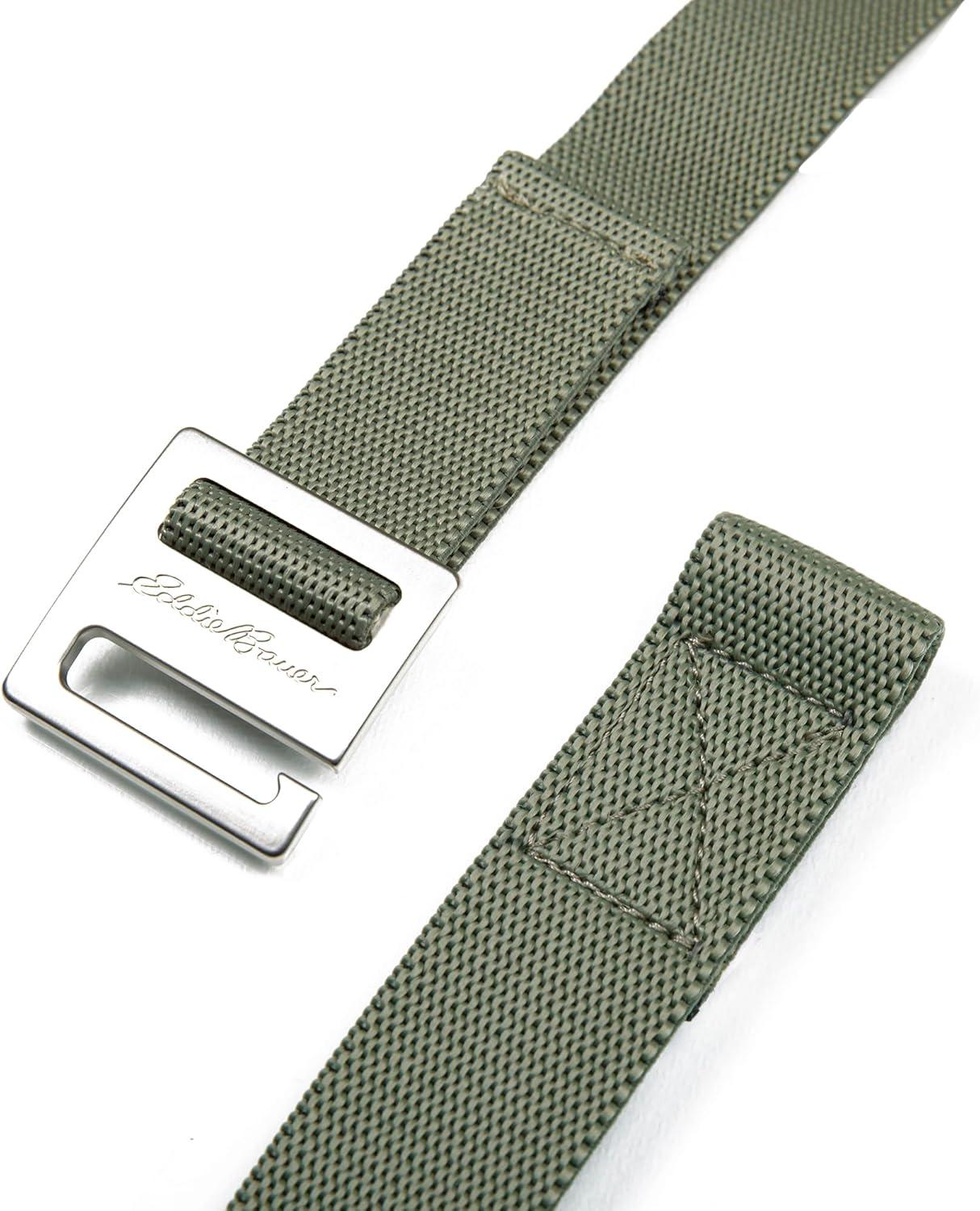 imageEddie Bauer Mens Backcountry Belt  Webbing  Adjustable  Metal Buckle  Active  Outdoor  Casual  HikingMetal Glide  Olive