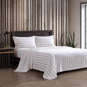 imageEddie Bauer  Twin Sheets Cotton Flannel Bedding Set Brushed For Extra Softness Cozy Home Decor Beacon Hill Ivory TwinCooper Falls Red