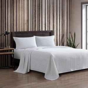 imageEddie Bauer  Twin Sheets Cotton Flannel Bedding Set Brushed For Extra Softness Cozy Home Decor Beacon Hill Ivory TwinTicking Stripe Grey