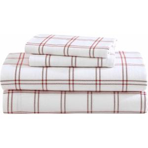 imageEddie Bauer  Twin Sheets Cotton Flannel Bedding Set Brushed For Extra Softness Cozy Home Decor Beacon Hill Ivory TwinWestridge Plaid Orange
