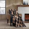 imageEddie Bauer  Throw Blanket Reversible Sherpa Flannel Bedding Buffalo Plaid Bedding Set Cabin Plaid Purple ThrowCabin Plaid Beige