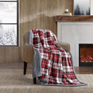 imageEddie Bauer  Throw Blanket Reversible Plush Fleece Bedding Home Decor for All Seasons OekoTex Certified Capitol Hill Plaid Green 60quot x 70quotParkwood Plaid Red