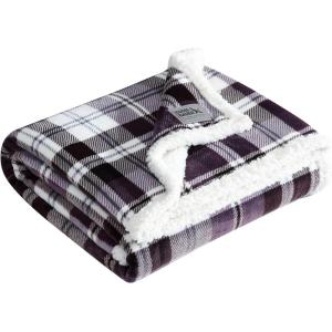 imageEddie Bauer  Throw Blanket Reversible Plush Fleece Bedding Home Decor for All Seasons OekoTex Certified Capitol Hill Plaid Green 60quot x 70quotTrailhead Plaid Purple