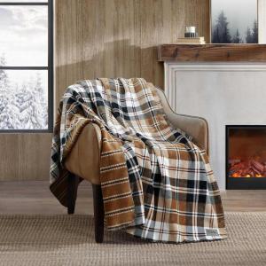 imageEddie Bauer  Throw Blanket Reversible Plush Fleece Bedding Home Decor for All Seasons OekoTex Certified Capitol Hill Plaid Green 60quot x 70quotTrailhead Plaid Beige