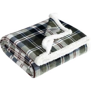 imageEddie Bauer  Throw Blanket Super Soft Reversible Sherpa Fleece Bedding Cozy Plaid Home Decor Trailhead Plaid Green 50quot x 60quot