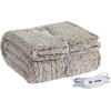 imageEddie Bauer  Heated Blanket UltraSoft Rib Plush Throw Blanket wSolid Sherpa Reverse Knitted Bedding for Couch or Bed w 4 Heat Settings ampamp Auto ShutOff Lookout Mountain Green 50quot x 70quotLookout Mountain Brown