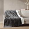 imageEddie Bauer  Twin Heated Blanket UltraSoft Rib Plush Throw Blanket with Solid Sherpa Reverse Knitted Bedding with 10 Heat Settings ampamp Auto ShutOff Lookout Mountain GreyMountain Valley Grey