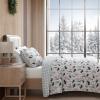 imageEddie Bauer  Twin Quilt Set Cotton Flannel Bedding with Matching Sham Rounded Corners Diamond Corner Stitch Dorm Essentials Woodblock Floral BlackMountain Moose Grey