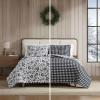 imageEddie Bauer  Twin Quilt Set Cotton Flannel Bedding with Matching Sham Rounded Corners Diamond Corner Stitch Dorm Essentials Woodblock Floral BlackWoodblock Floral Black