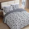 imageEddie Bauer  Twin Quilt Set Cotton Flannel Bedding with Matching Sham Rounded Corners Diamond Corner Stitch Dorm Essentials Woodblock Floral BlackWoodblock Floral Black