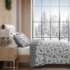 imageEddie Bauer  Twin Quilt Set Cotton Flannel Bedding with Matching Sham Rounded Corners Diamond Corner Stitch Dorm Essentials Woodblock Floral BlackWoodblock Floral Black