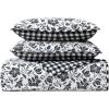 imageEddie Bauer  Twin Quilt Set Cotton Flannel Bedding with Matching Sham Rounded Corners Diamond Corner Stitch Dorm Essentials Woodblock Floral BlackWoodblock Floral Black