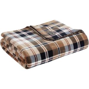 imageEddie Bauer  Twin Blanket UltraSoft Plush Bedding Medium Weight Perfect for Layering Dorm Essentials Black TwinTrailhead Plaid Beige