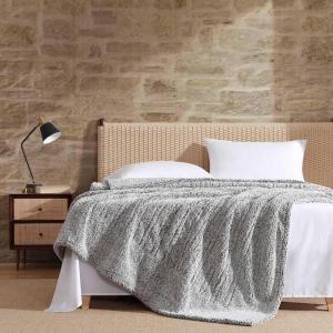 imageEddie Bauer  Twin Heated Blanket UltraSoft Rib Plush Throw Blanket with Solid Sherpa Reverse Knitted Bedding with 10 Heat Settings ampamp Auto ShutOff Lookout Mountain GreyLookout Mountain Grey