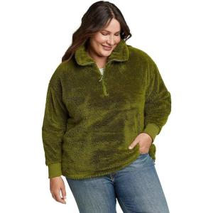 imageEddie Bauer Womens Quest Plush 14 Zip RelaxedPlusWintergreen