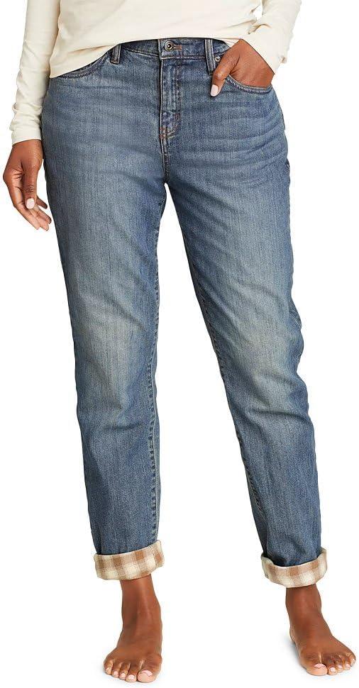 imageEddie Bauer Womens Boyfriend FlannelLined JeansWashed Indigo