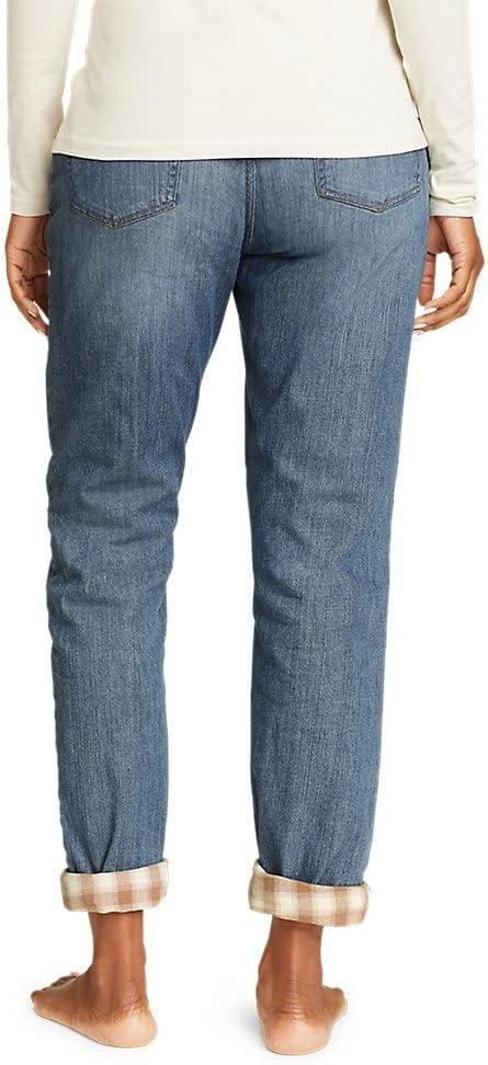 imageEddie Bauer Womens Boyfriend FlannelLined JeansWashed Indigo
