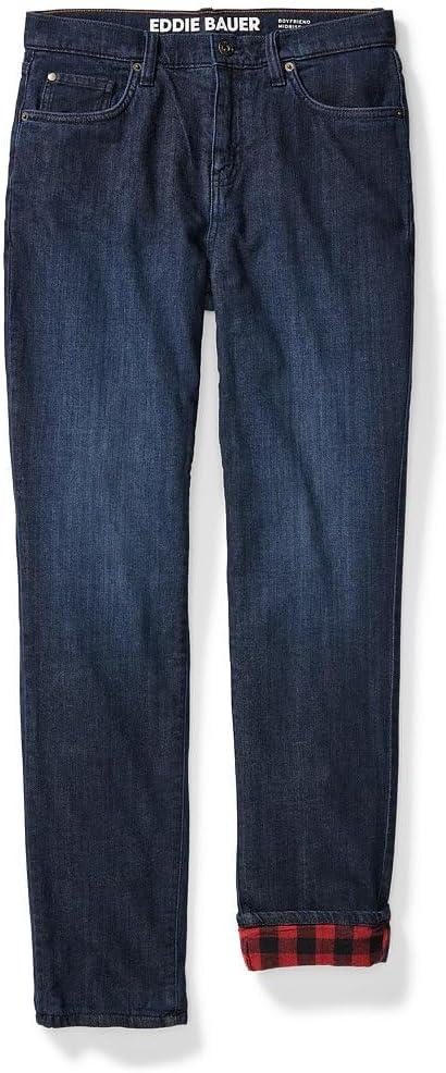 imageEddie Bauer Womens Boyfriend FlannelLined JeansWashed Indigo