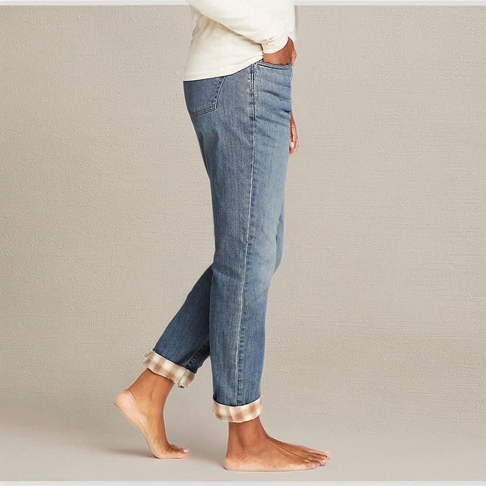 imageEddie Bauer Womens Boyfriend FlannelLined JeansWashed Indigo