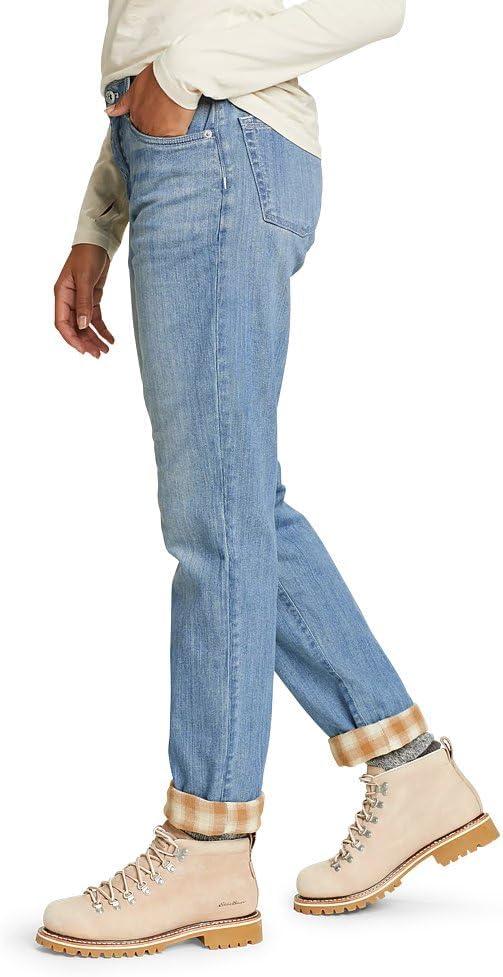 imageEddie Bauer Womens Boyfriend FlannelLined JeansWorn Light