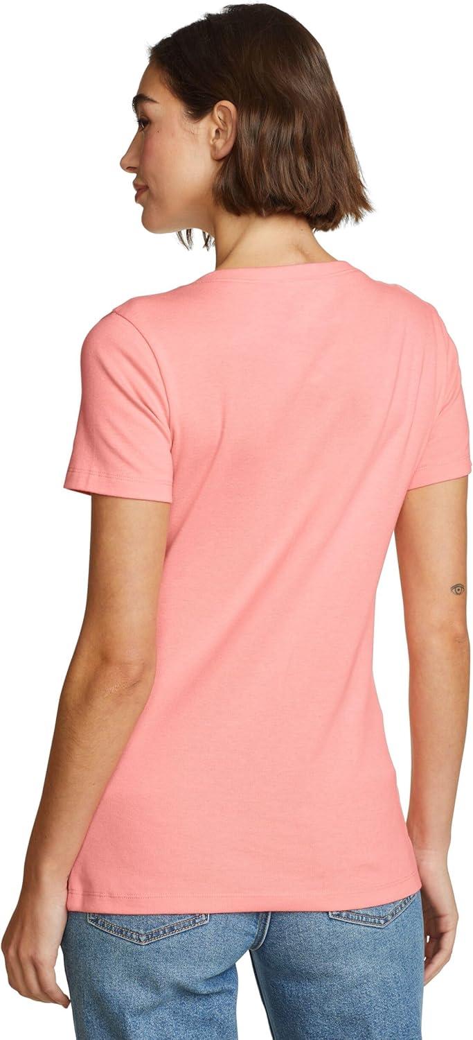 imageEddie Bauer Womens Favorite ShortSleeve VNeck TShirtPink Grapefruit