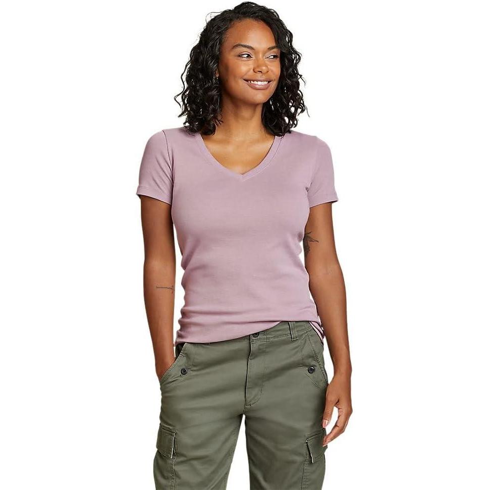 imageEddie Bauer Womens Favorite ShortSleeve VNeck TShirtDusty Iris