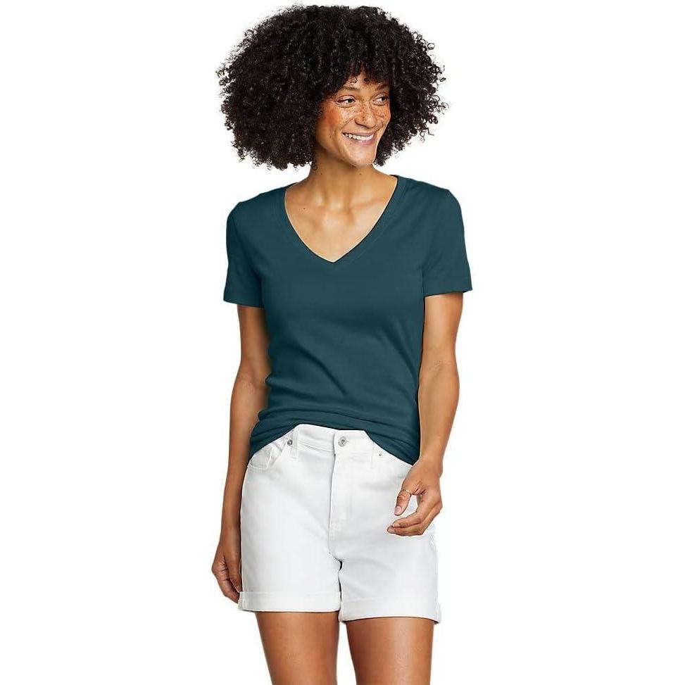 imageEddie Bauer Womens Favorite ShortSleeve VNeck TShirtPeacock