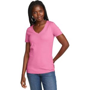 imageEddie Bauer Womens Favorite ShortSleeve VNeck TShirtBright Fuchsia