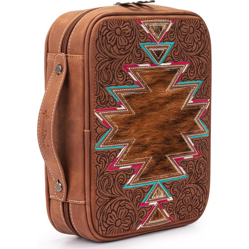 Montana West Western Style Embroidered Bible Covers For Women Men Bible Carrying Case Church Bag Bible Protective(Brown Wings) - MONTANA WEST