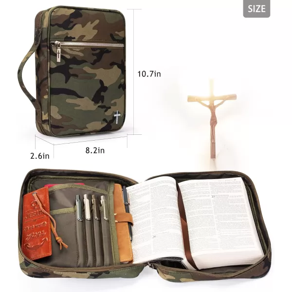 Montana West Bible Covers for Women Men with Leather Bookmark Carrying Book Case Church Bag Bible Protective with Zippered Pocket MWC-126CAMO