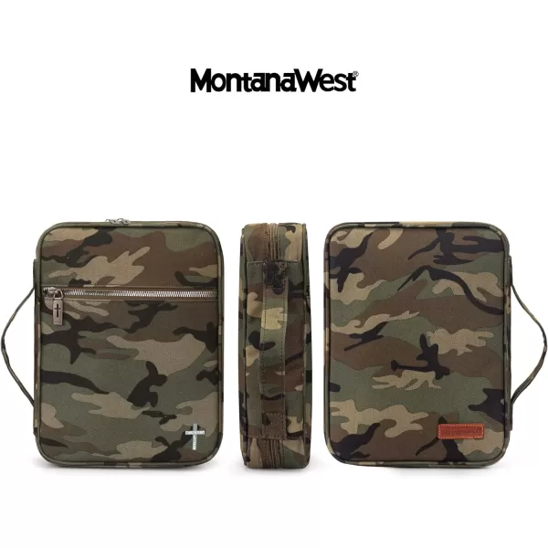 Montana West Bible Covers for Women Men with Leather Bookmark Carrying Book Case Church Bag Bible Protective with Zippered Pocket MWC-126CAMO