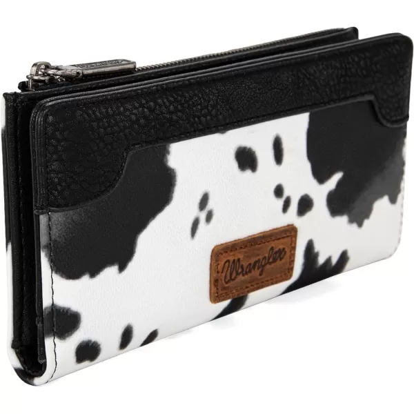 Wrangler Cow Print Wallets Womens Bifold Credit Card Wallet Women's Wallets, Card Cases &amp; Money Organizers Brown Wallet for Women Ladies Female Cash Wallet with Smooth Zipper