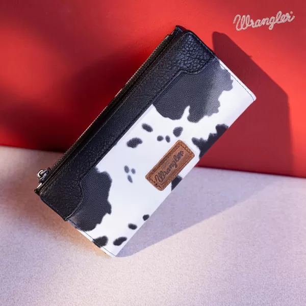 Wrangler Cow Print Wallets Womens Bifold Credit Card Wallet Women's Wallets, Card Cases &amp; Money Organizers Brown Wallet for Women Ladies Female Cash Wallet with Smooth Zipper