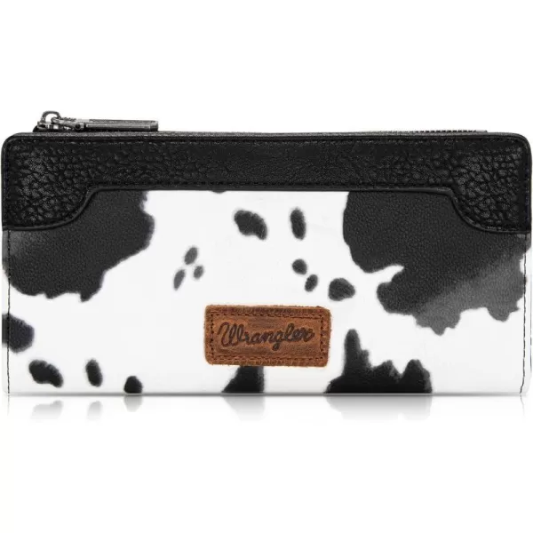 Wrangler Cow Print Wallets Womens Bifold Credit Card Wallet Women's Wallets, Card Cases &amp; Money Organizers Brown Wallet for Women Ladies Female Cash Wallet with Smooth Zipper